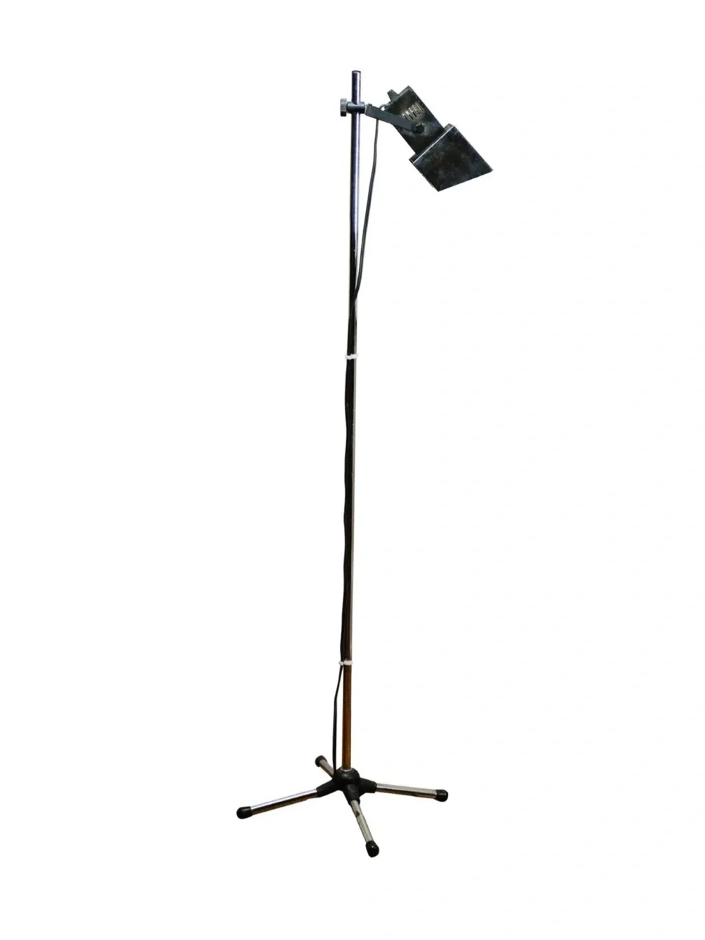 MCM 70s Danish Koch Lowy Style Chrome  Floor Lamp - Adjustable Swivel Tilt Head